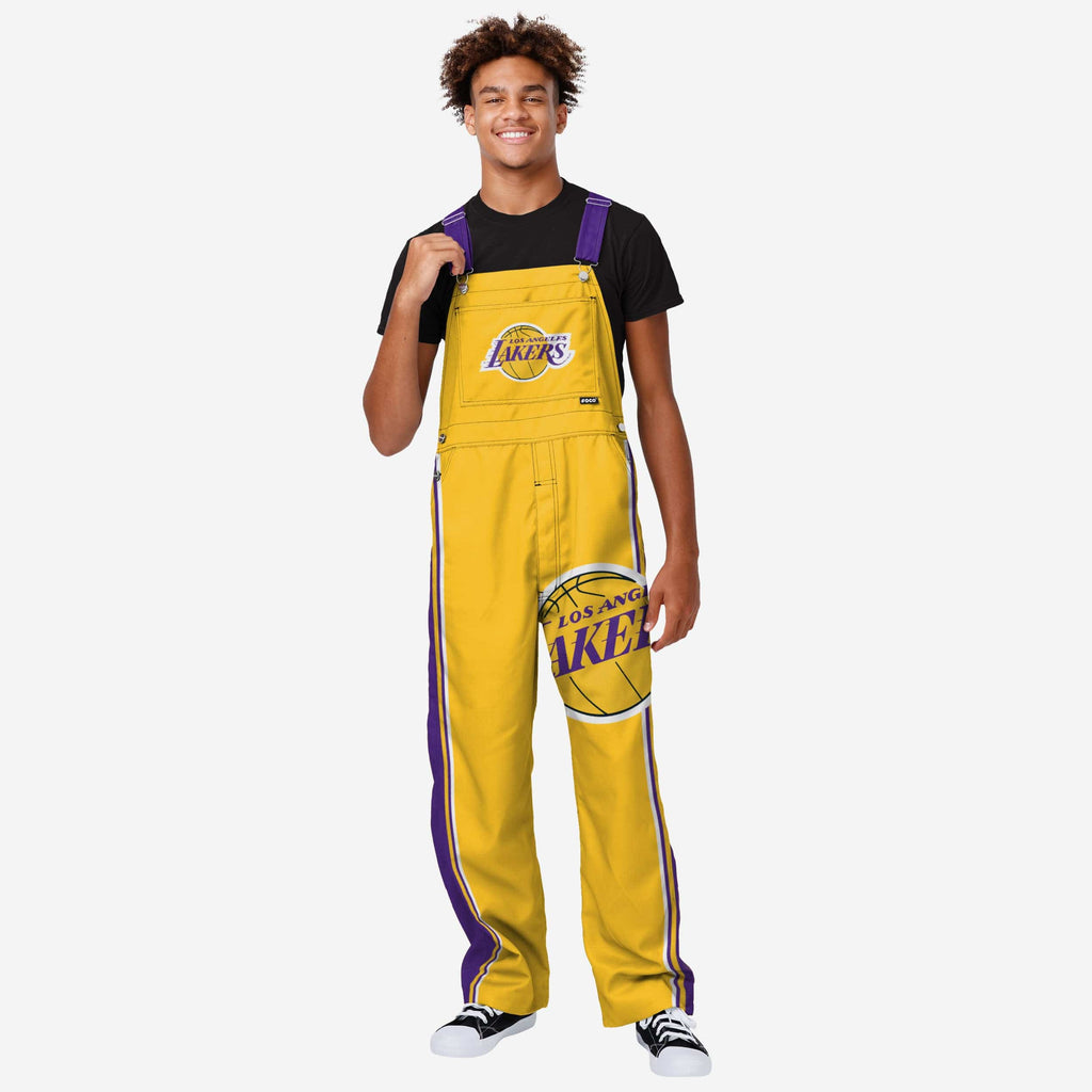 Los Angeles Lakers Mens Team Stripe Bib Overalls FOCO S - FOCO.com