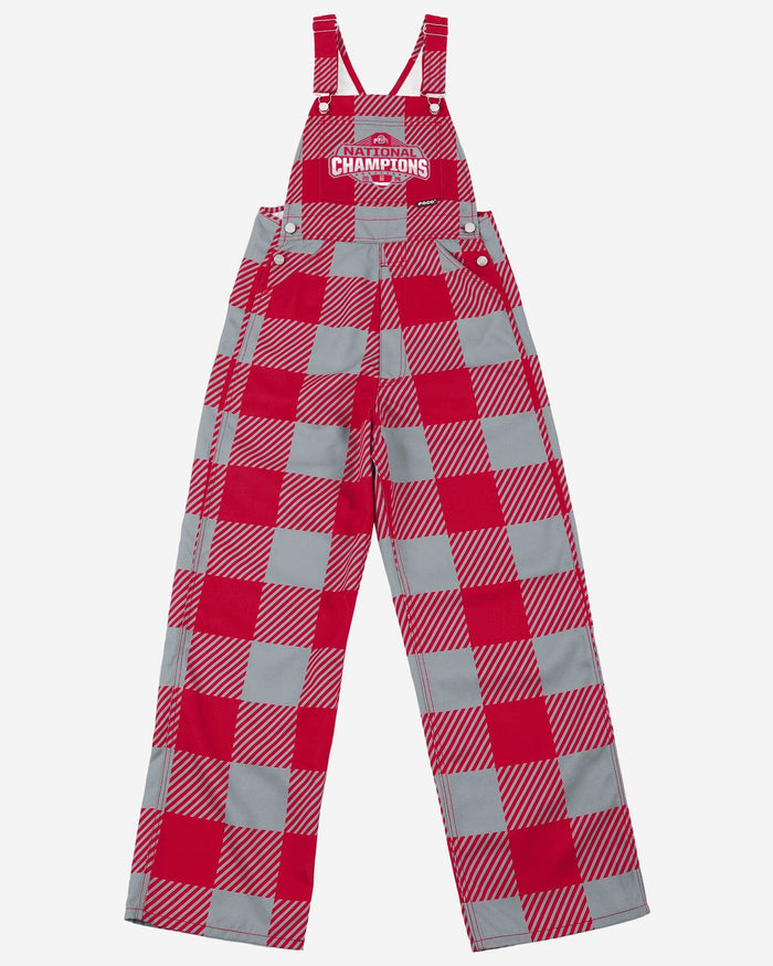 Ohio State Buckeyes 2024 Football National Champions Red Plaid Bib Overalls FOCO - FOCO.com