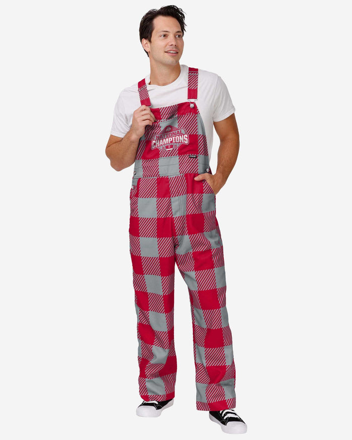 Ohio State Buckeyes 2024 Football National Champions Red Plaid Bib Overalls FOCO S - FOCO.com