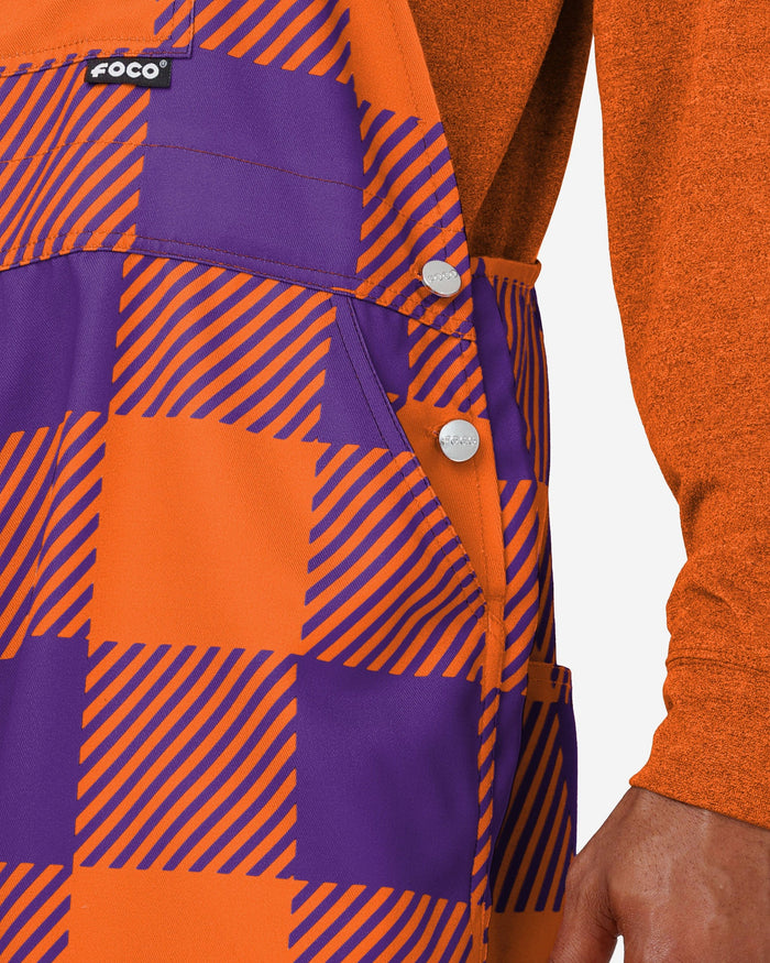 Clemson Tigers Mens Plaid Bib Overalls FOCO - FOCO.com