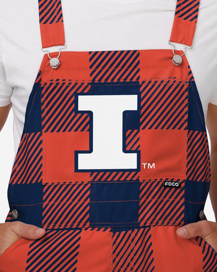 Illinois Fighting Illini Mens Plaid Bib Overalls FOCO - FOCO.com