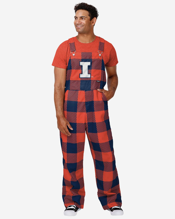 Illinois Fighting Illini Mens Plaid Bib Overalls FOCO S - FOCO.com