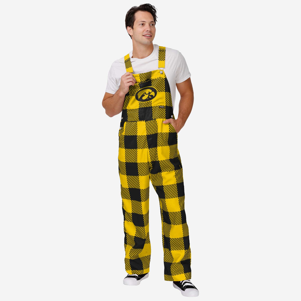 Iowa Hawkeyes Mens Plaid Bib Overalls FOCO S - FOCO.com