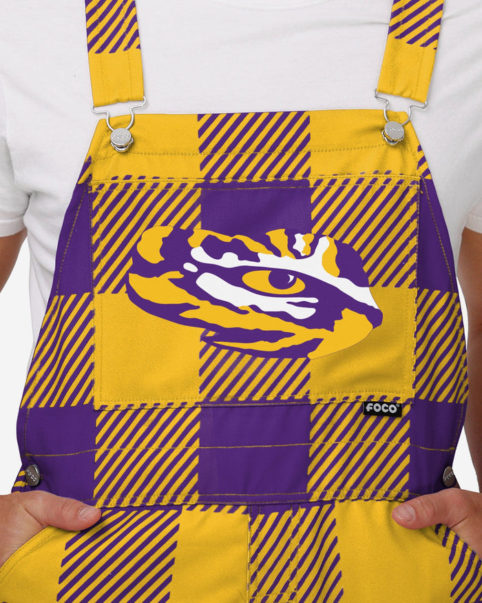 LSU Tigers Mens Plaid Bib Overalls FOCO - FOCO.com