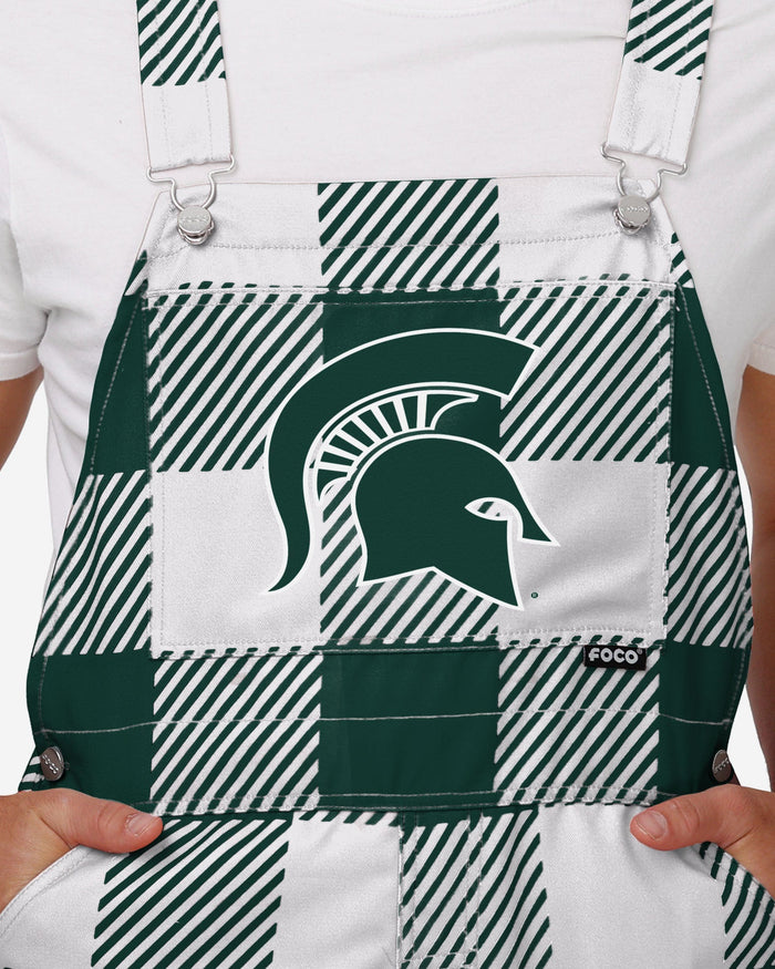 Michigan State Spartans Mens Plaid Bib Overalls FOCO - FOCO.com