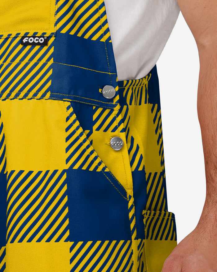 Michigan Wolverines Mens Plaid Bib Overalls FOCO - FOCO.com