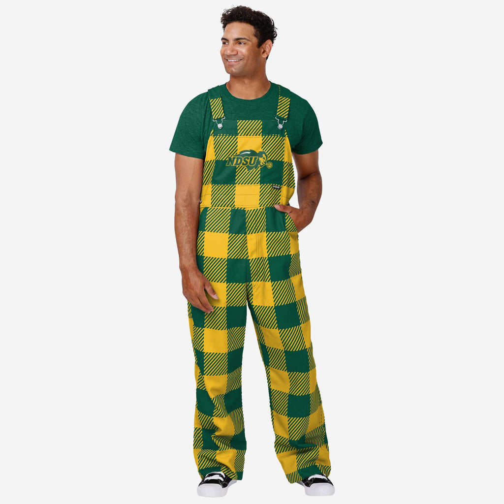 North Dakota State Bison Mens Plaid Bib Overalls FOCO S - FOCO.com