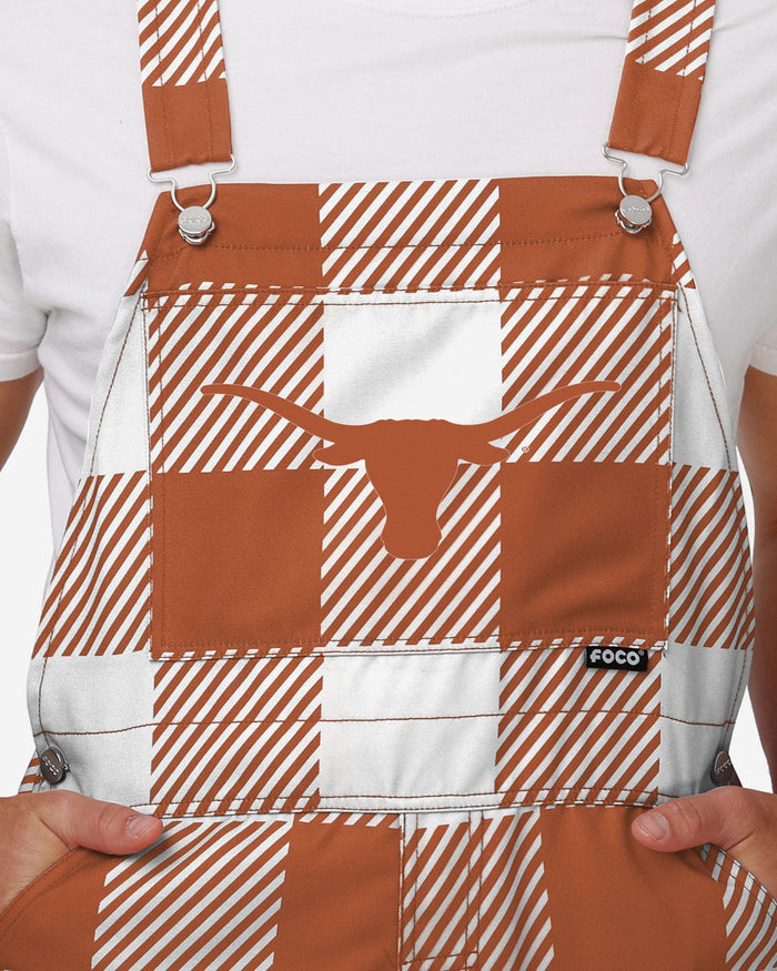 Texas Longhorns Mens Plaid Bib Overalls FOCO - FOCO.com