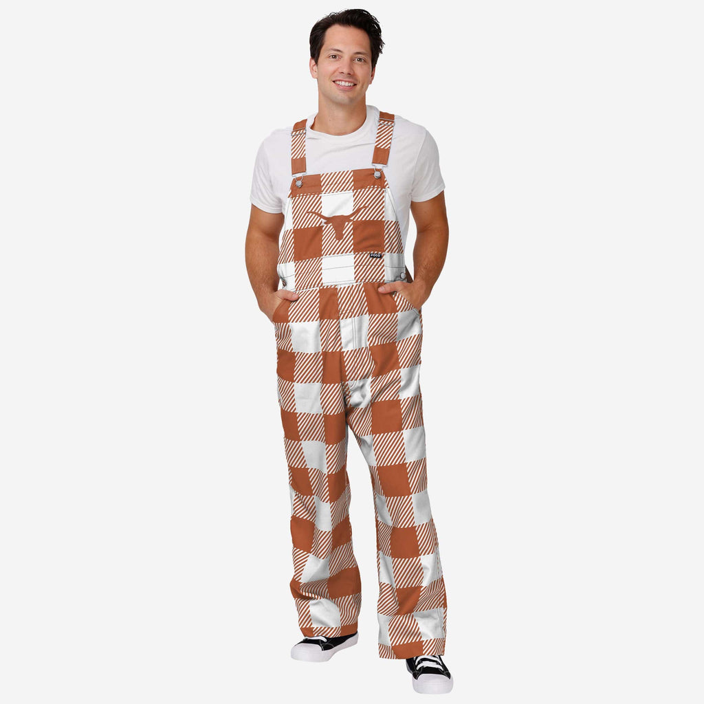 Texas Longhorns Mens Plaid Bib Overalls FOCO S - FOCO.com