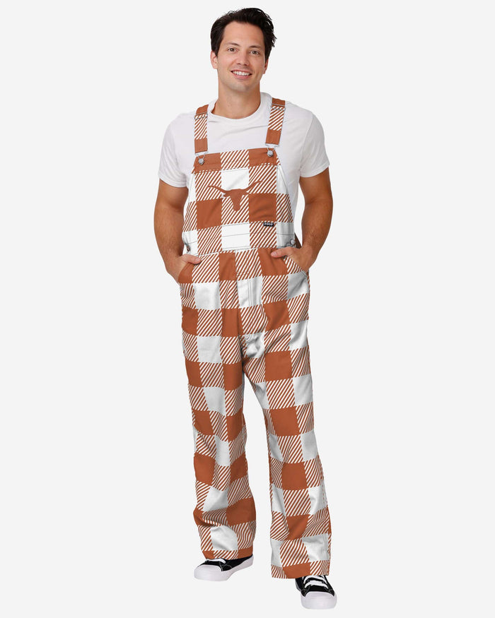 Texas Longhorns Mens Plaid Bib Overalls FOCO S - FOCO.com