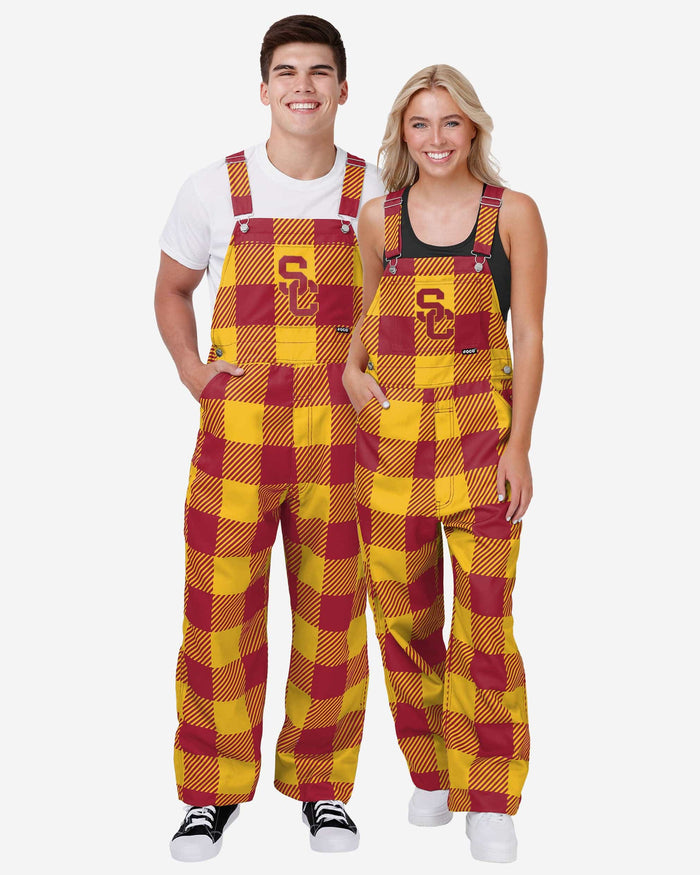 USC Trojans Mens Plaid Bib Overalls FOCO - FOCO.com