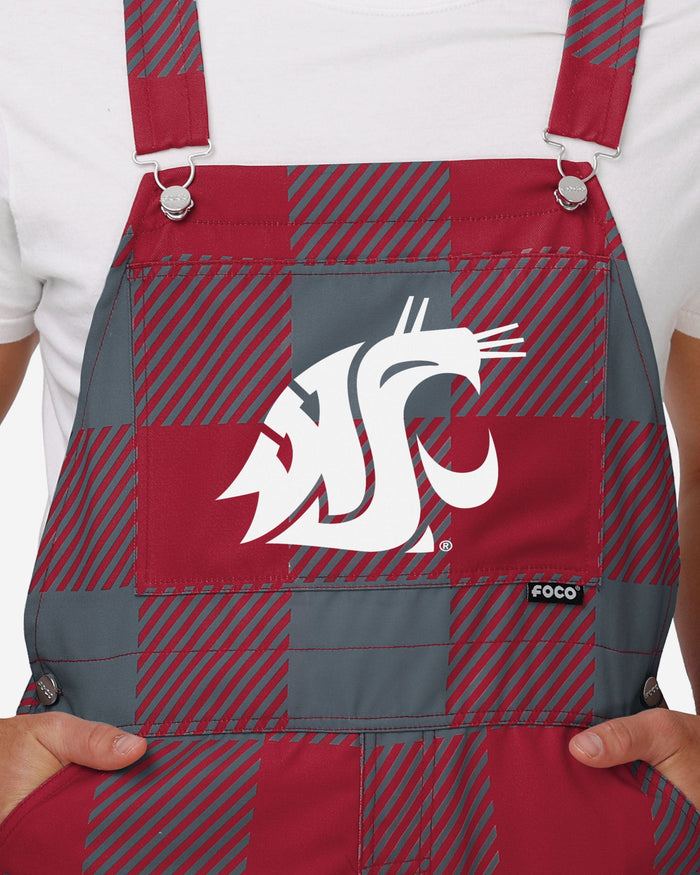 Washington State Cougars Mens Plaid Bib Overalls FOCO - FOCO.com