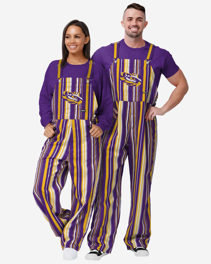 LSU Tigers Mens Hyper Stripe Bib Overalls FOCO - FOCO.com