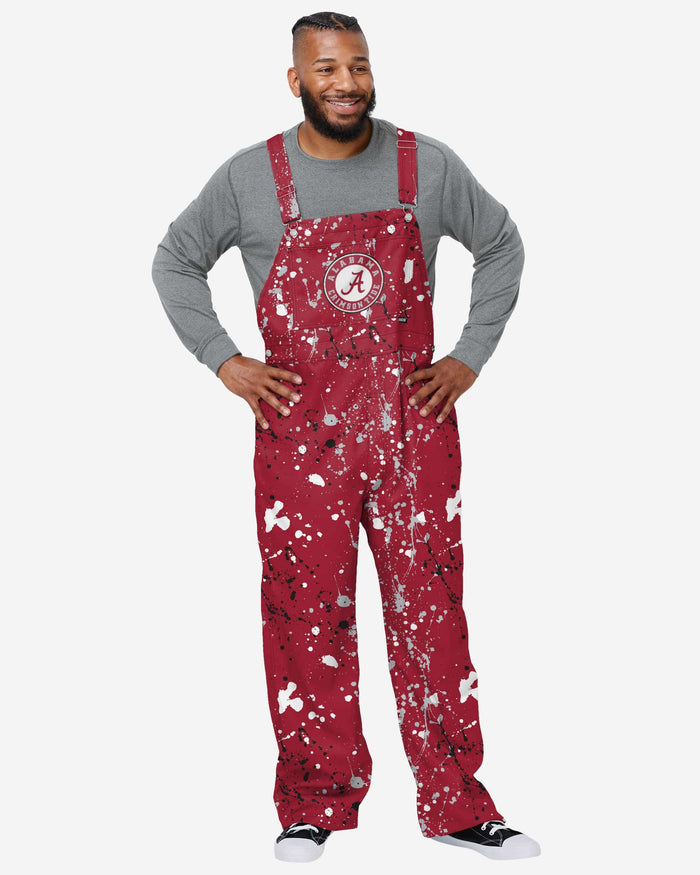 Alabama Crimson Tide Mens Paint Splatter Bib Overalls FOCO S - FOCO.com