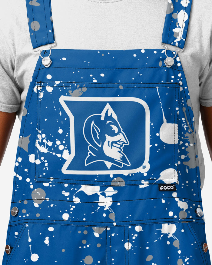 Duke Blue Devils Mens Paint Splatter Bib Overalls FOCO - FOCO.com