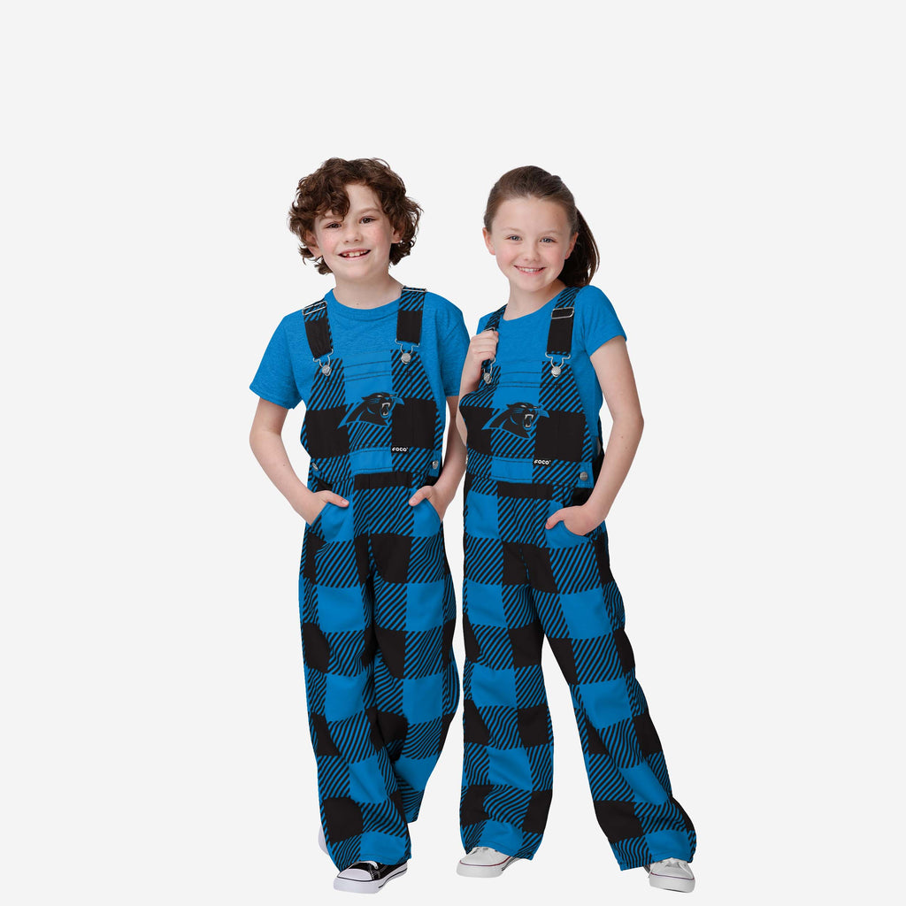 Carolina Panthers Buffalo Youth Plaid Bib Overalls FOCO 8 (S) - FOCO.com