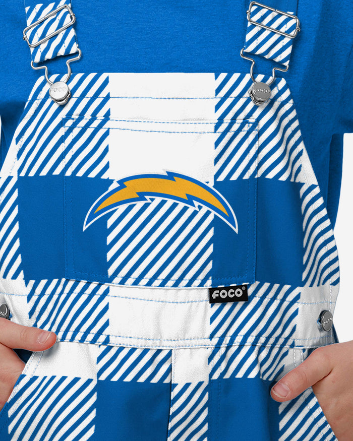 Los Angeles Chargers Buffalo Youth Plaid Bib Overalls FOCO - FOCO.com