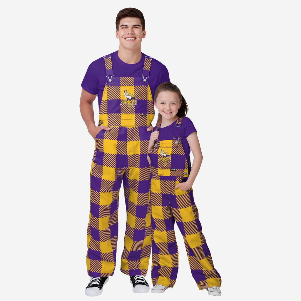 Minnesota Vikings Youth Plaid Bib Overalls FOCO