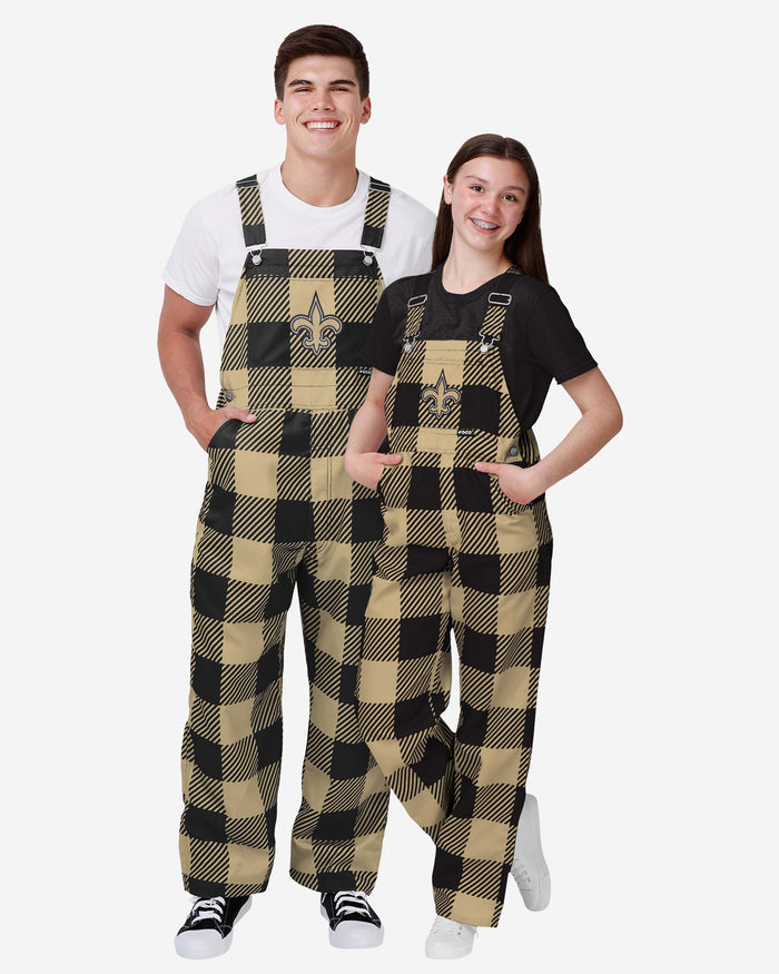 New Orleans Saints Buffalo Youth Plaid Bib Overalls FOCO - FOCO.com