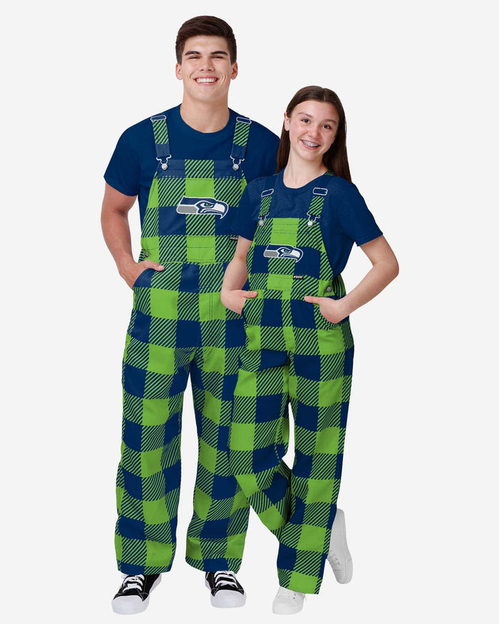 Seattle Seahawks Youth Plaid Bib Overalls FOCO - FOCO.com