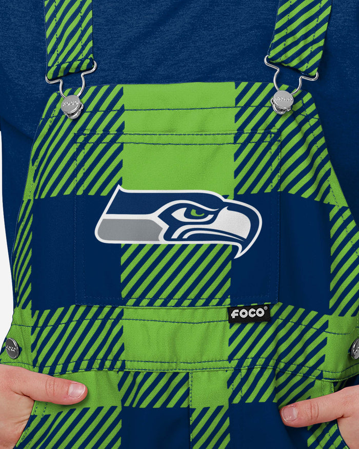 Seattle Seahawks Youth Plaid Bib Overalls FOCO - FOCO.com