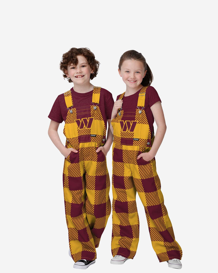 Washington Commanders Buffalo Youth Plaid Bib Overalls FOCO 8 (S) - FOCO.com