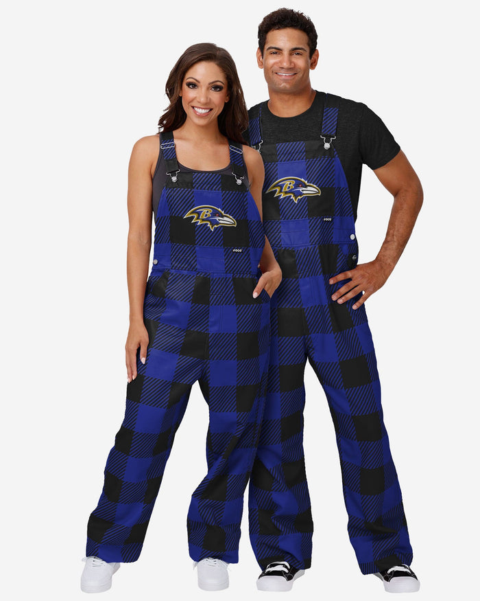 Baltimore Ravens Mens Plaid Bib Overalls FOCO - FOCO.com