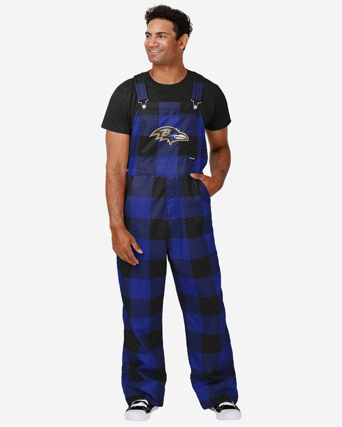 Baltimore Ravens Mens Plaid Bib Overalls FOCO S - FOCO.com