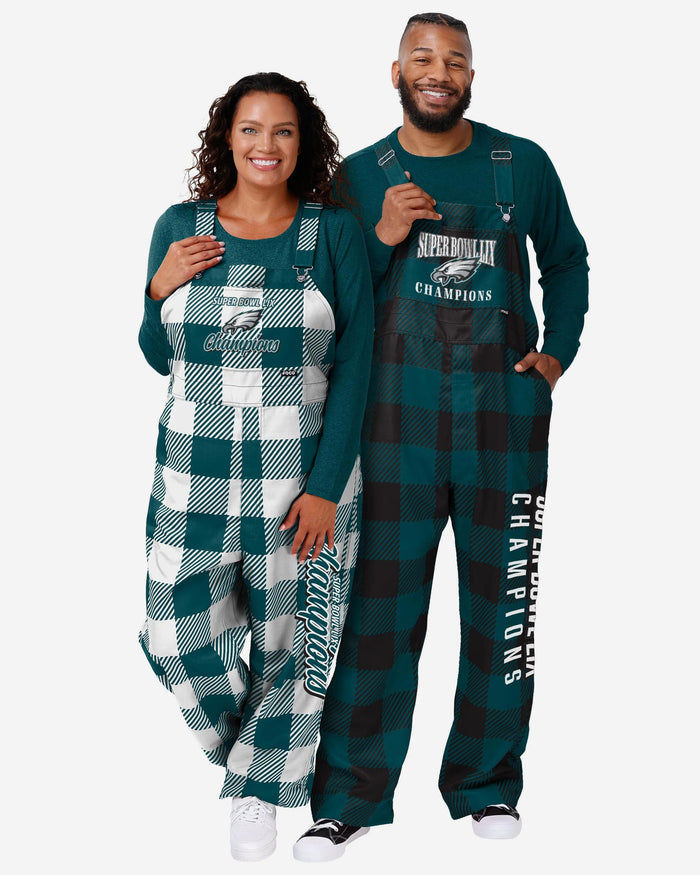 Philadelphia Eagles Super Bowl LIX Champions Plaid Bib Overalls FOCO - FOCO.com