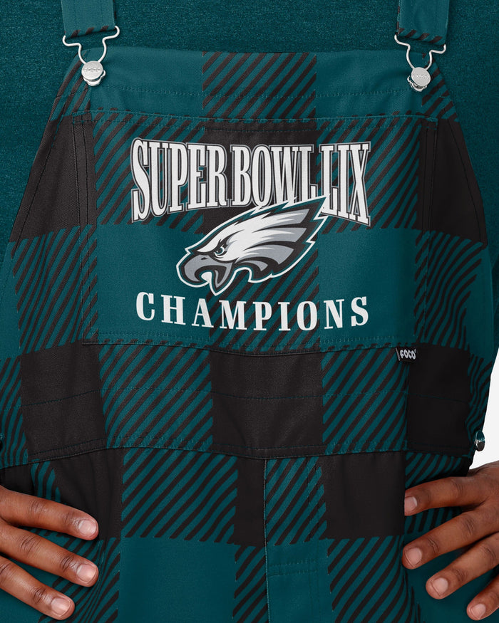 Philadelphia Eagles Super Bowl LIX Champions Plaid Bib Overalls FOCO - FOCO.com