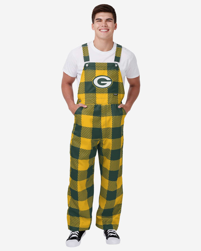 Green Bay Packers Mens Plaid Bib Overalls FOCO S - FOCO.com