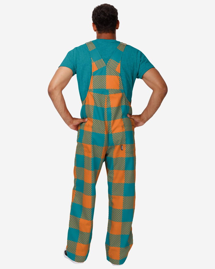 Miami Dolphins Mens Plaid Bib Overalls FOCO - FOCO.com