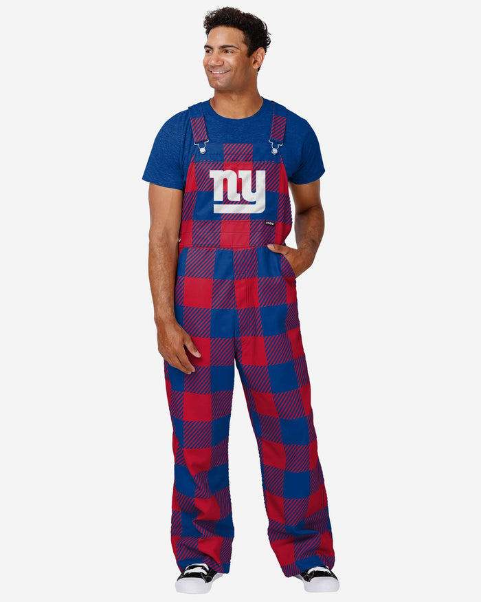 New York Giants Mens Plaid Bib Overalls FOCO S - FOCO.com