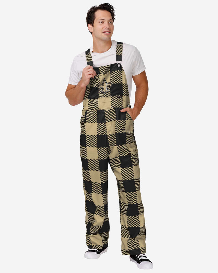 New Orleans Saints Mens Plaid Bib Overalls FOCO S - FOCO.com