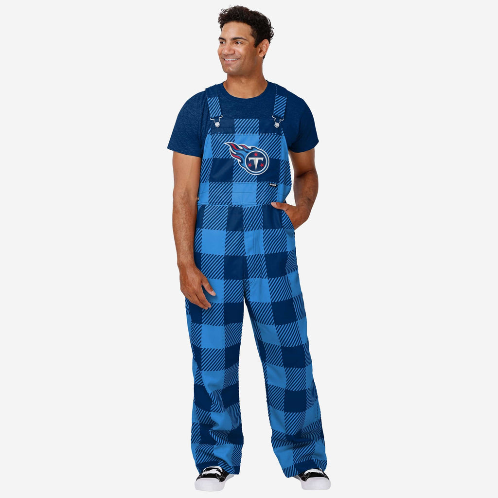 Tennessee Titans Mens Plaid Bib Overalls FOCO S - FOCO.com