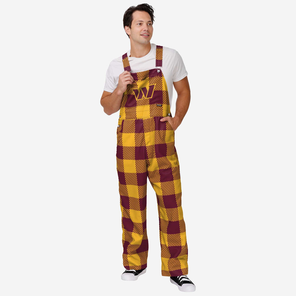 Washington Commanders Mens Plaid Bib Overalls FOCO S - FOCO.com