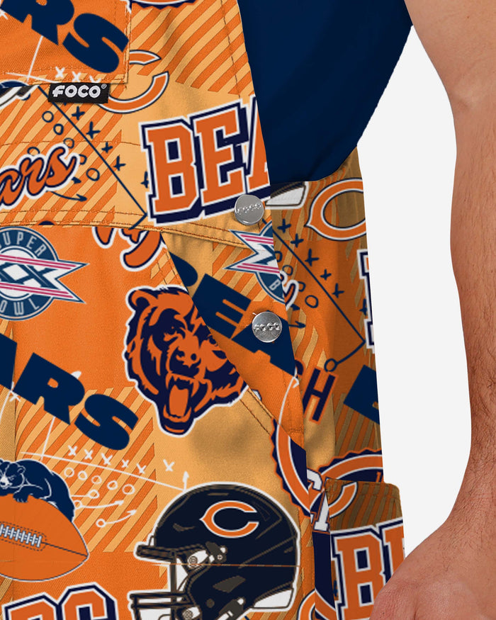 Chicago Bears Mens Historic Print Bib Overalls FOCO - FOCO.com