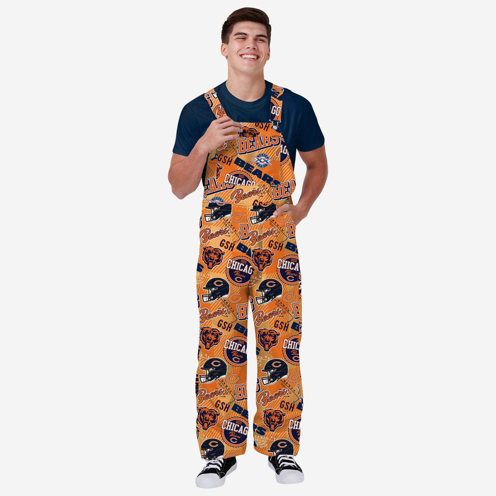 Chicago Bears Mens Historic Print Bib Overalls FOCO S - FOCO.com