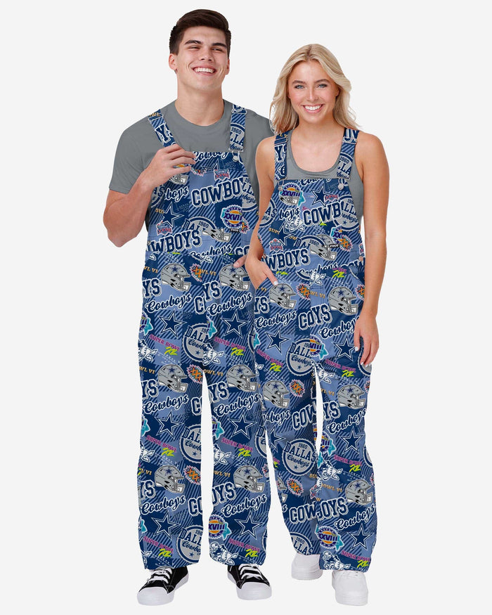 Dallas Cowboys Mens Historic Print Bib Overalls FOCO - FOCO.com