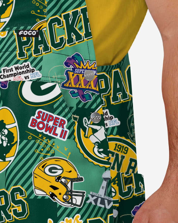 Green Bay Packers Mens Historic Print Bib Overalls FOCO - FOCO.com