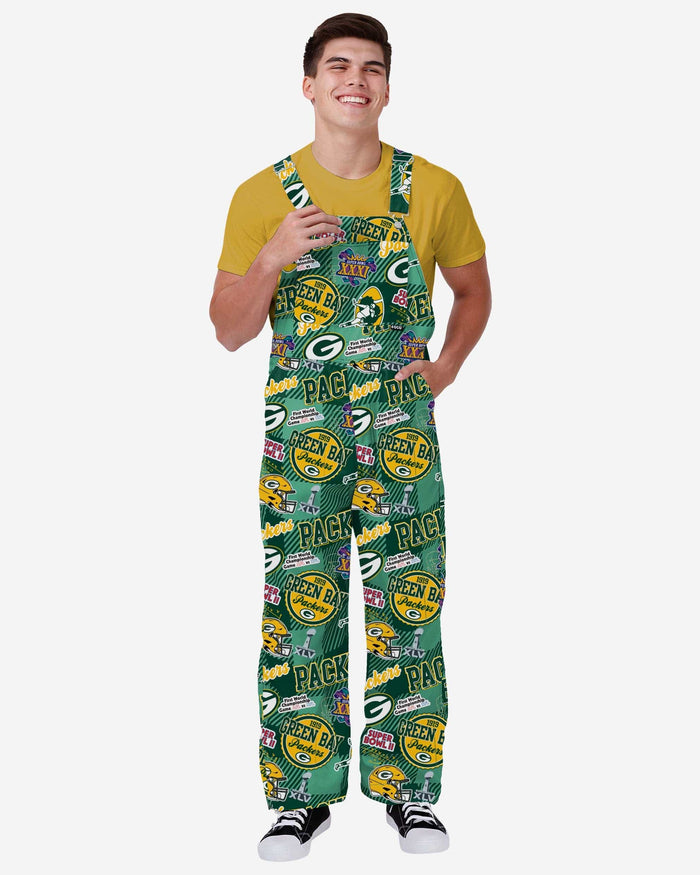 Green Bay Packers Mens Historic Print Bib Overalls FOCO S - FOCO.com