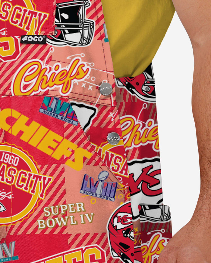 Kansas City Chiefs Mens Historic Print Bib Overalls FOCO - FOCO.com