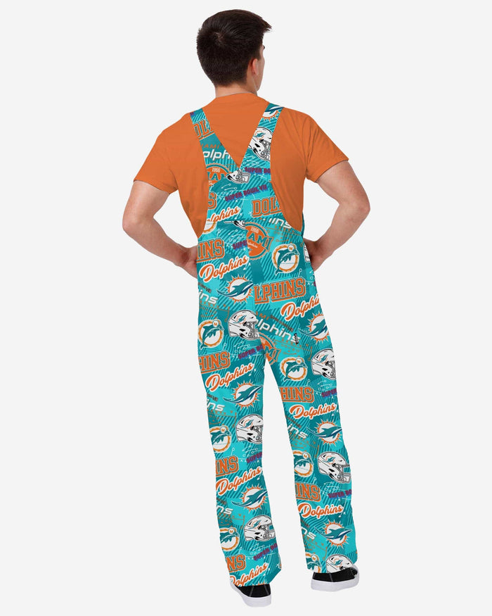 Miami Dolphins Mens Historic Print Bib Overalls FOCO - FOCO.com