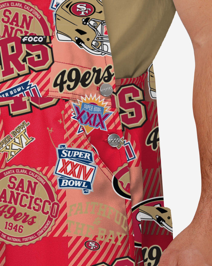 San Francisco 49ers Mens Historic Print Bib Overalls FOCO - FOCO.com