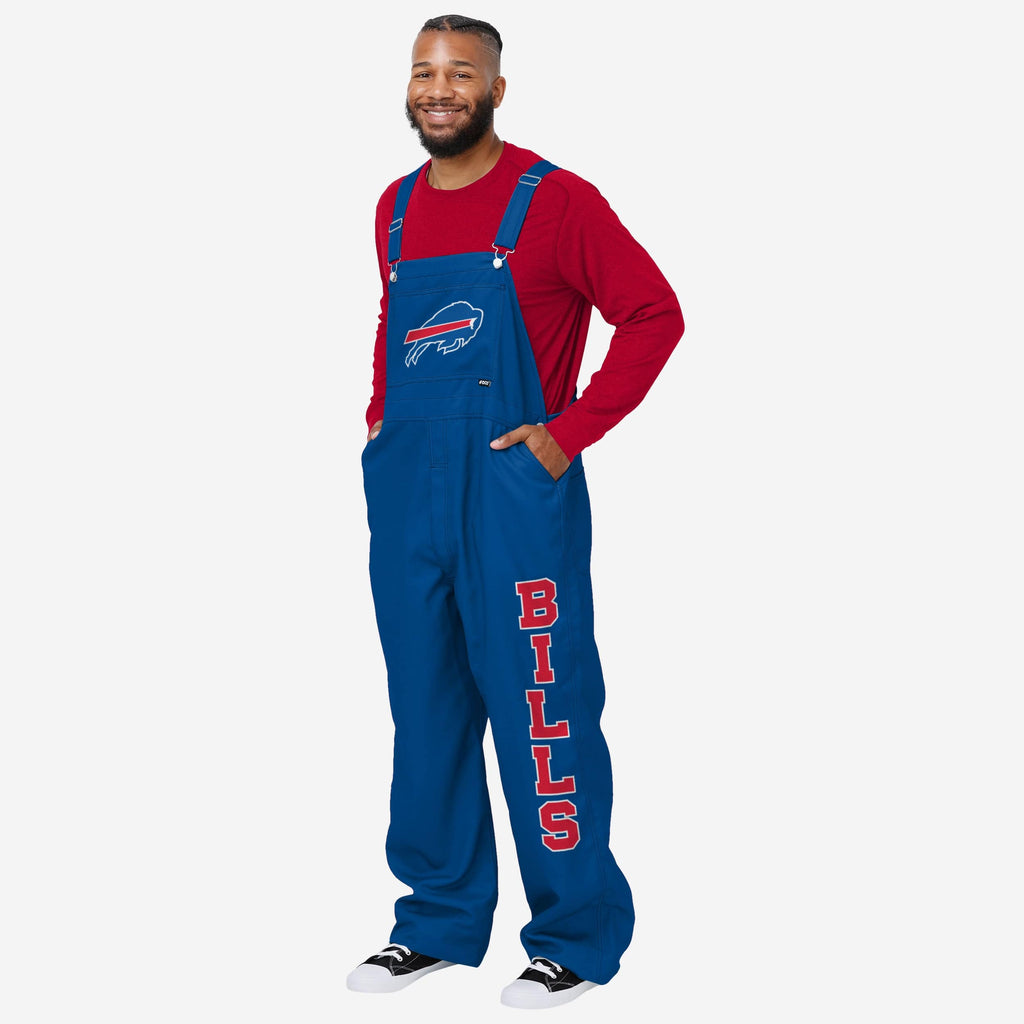 Buffalo Bills Mens Solid Wordmark Bib Overalls FOCO S - FOCO.com