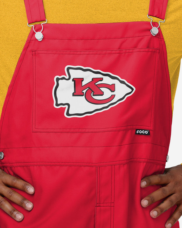 Kansas City Chiefs Mens Solid Wordmark Bib Overalls FOCO - FOCO.com