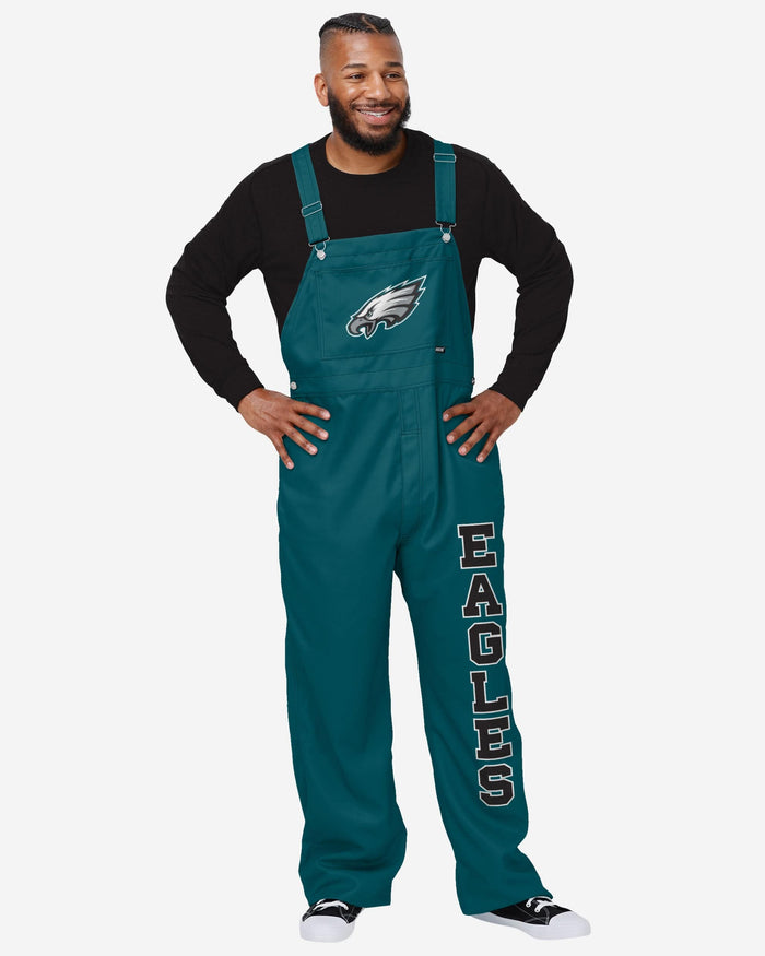 Philadelphia Eagles Mens Solid Wordmark Bib Overalls FOCO S - FOCO.com