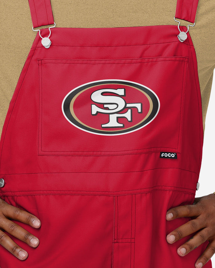 San Francisco 49ers Mens Solid Wordmark Bib Overalls FOCO - FOCO.com