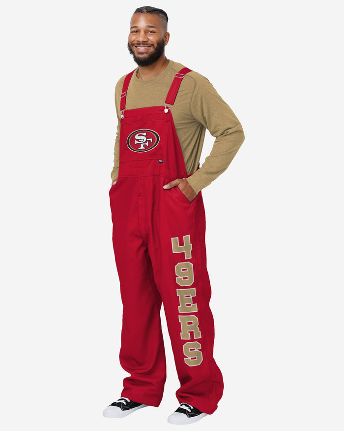 San Francisco 49ers Mens Solid Wordmark Bib Overalls FOCO S - FOCO.com