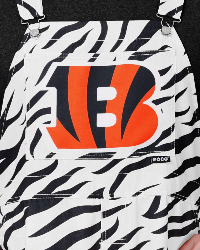 Cincinnati Bengals Mens White Tiger Stripe Thematic Bib Overalls FOCO - FOCO.com
